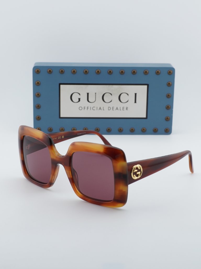 Gucci Gg0896s 004 Women Square Sunglasses - Havana / Violet